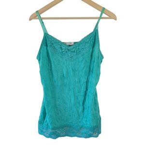 Dressbarn Y2K Women's Turquoise Lace Trim Cami Top Sz 1X Fairy Coquette Girl